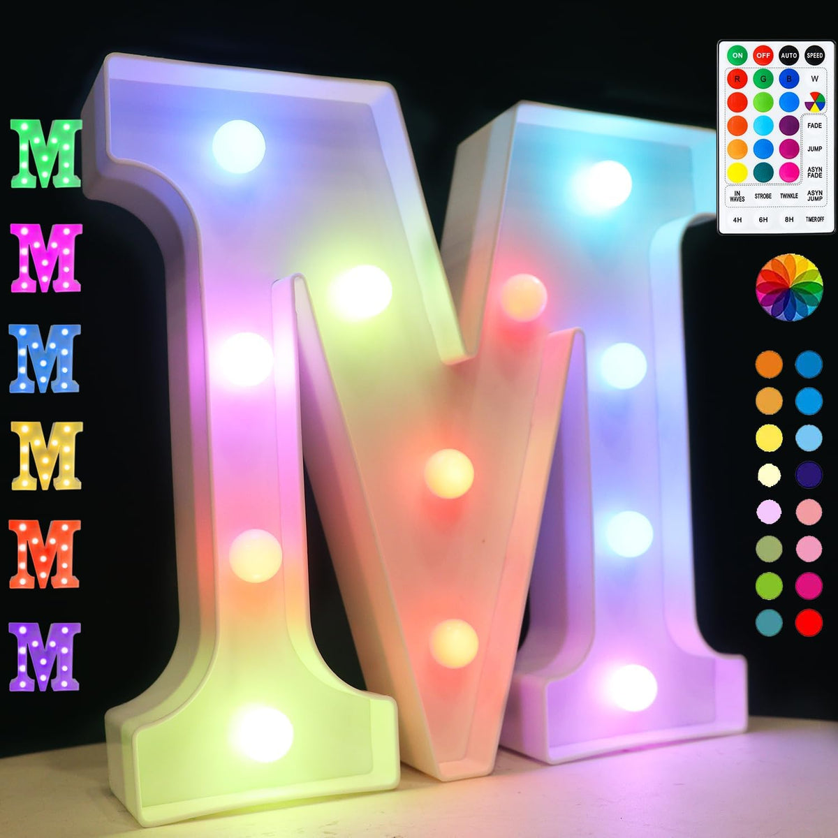 Light Up Colorful LED Marquee Letter lights, 18 Colors Changing Alphabet Letters Sign with Remote