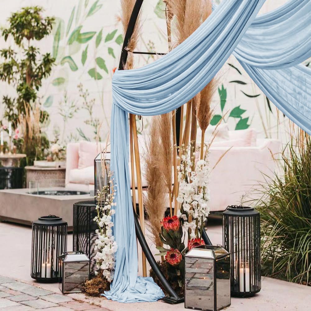 Wedding Arch Draping Fabric 2 Panels 30'' x 18FT Baby Blue Sheer Chiffon Arch Drapery for Photo