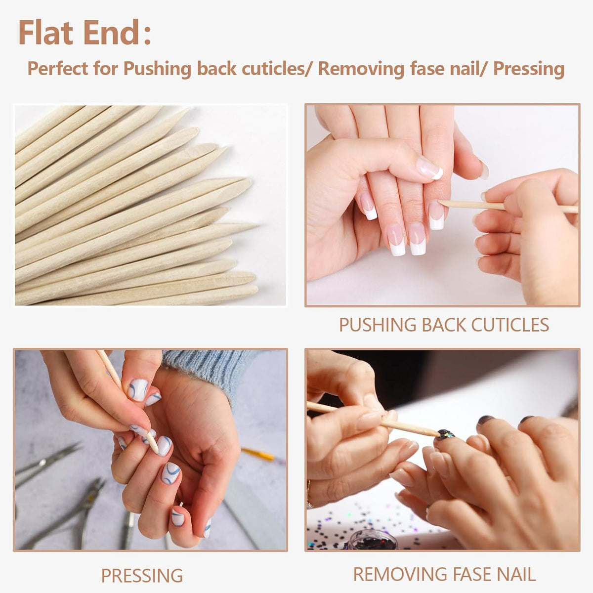 180PCS Orange Sticks for Nails in a Case - 4.5 inch Double Sided Wooden Cuticle Pusher Sticks for
