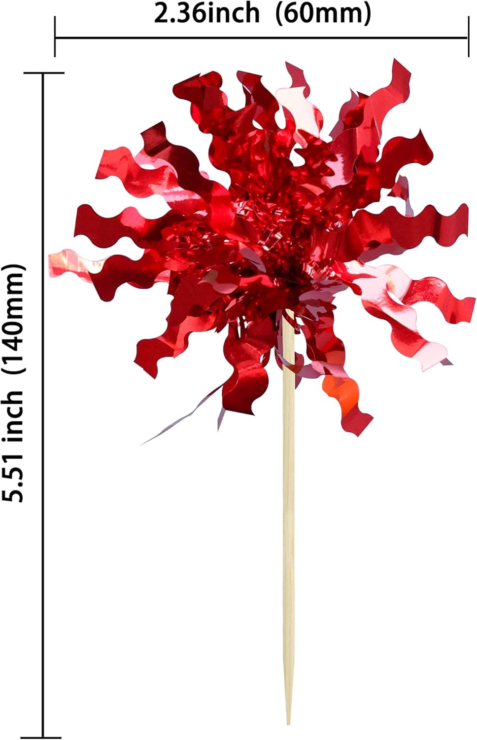 Gyufise 30Pcs Foil Firework Cupcake Toppers Sparkle Tinsel Cake Toppers Tinsel Drink Cake