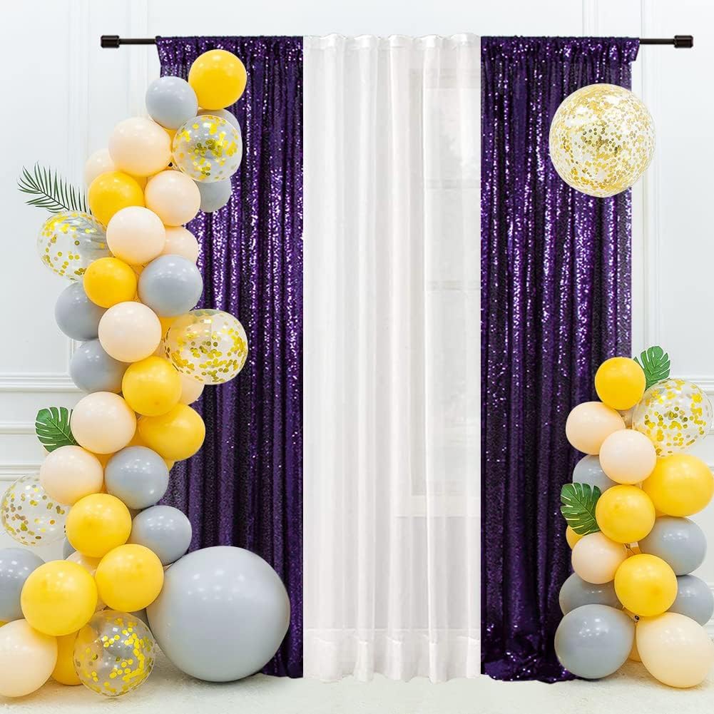 Eternal Beauty Sequin Backdrop Curtains, 2x8 Ft-2 Panels Purple Back Drop for Shimmer Photography