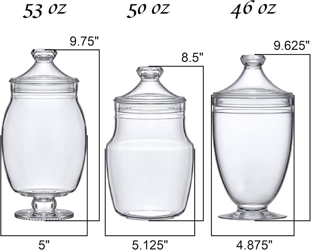 Amazing Abby - Keep - Acrylic Apothecary Jars (3-Piece Set), Plastic Jars with Lids, Bathroom