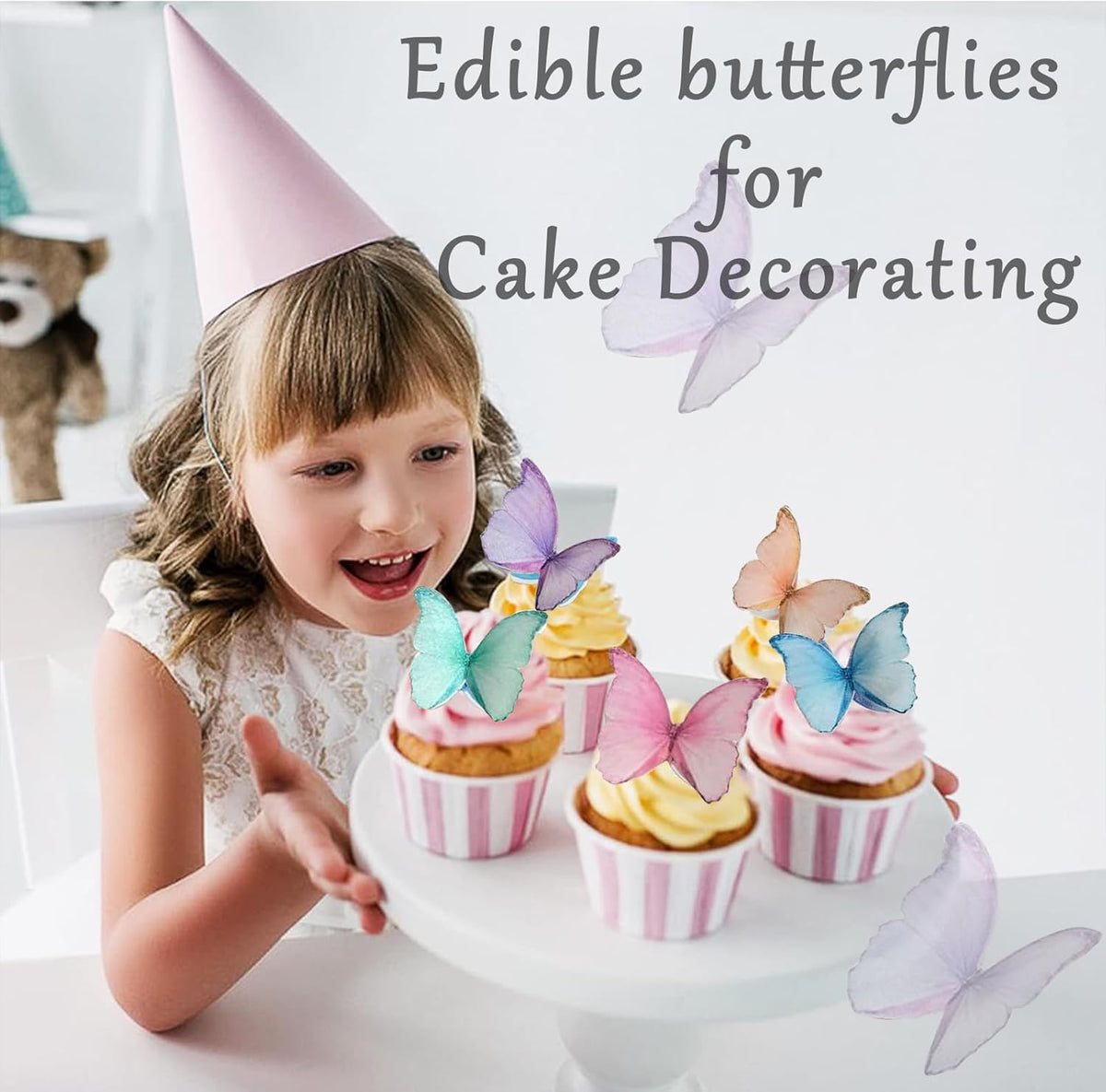 48Pcs Edible Butterflies for Cake Decorating Wafer Paper Butterfly Cupcake Toppers Edible Cake