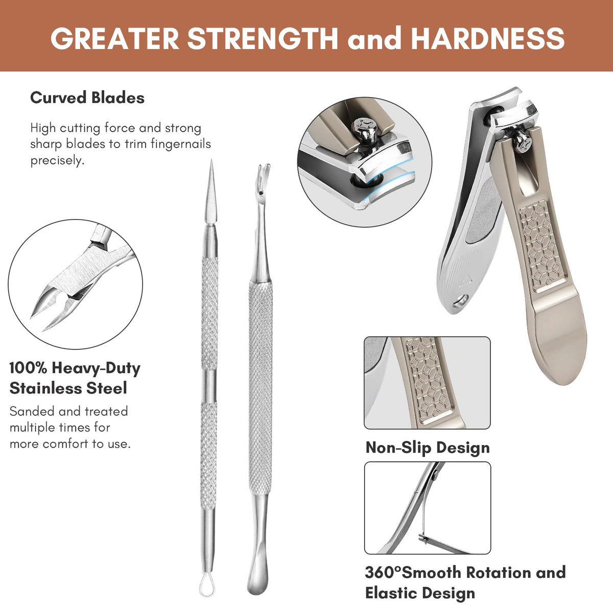 FAMILIFE Manicure Set, Nail Clippers Pedicure Tool, 8 pcs Stainless Steel Manicure Kit Professional