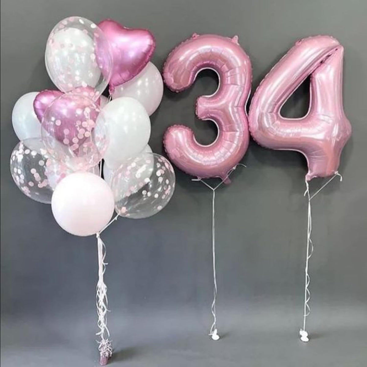 Light Pink 4 Number Balloons 40 Inch Big Foil Helium Number Balloons 0-9 Jumbo Happy 4th 40th Mylar