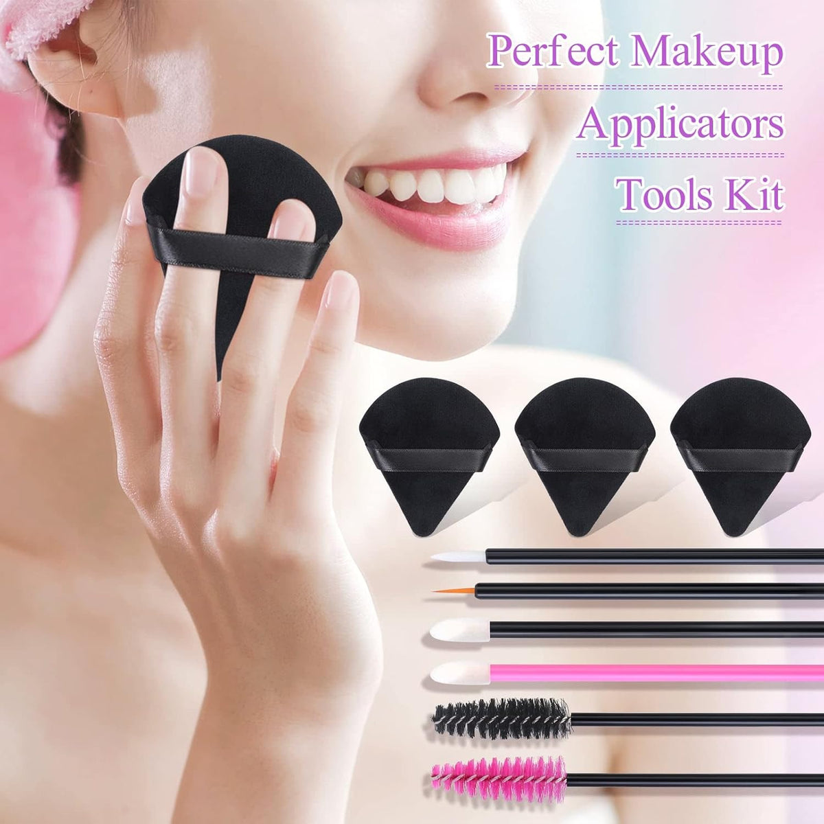 248 Pcs Disposable Makeup Applicators with Triangle Puffs, Mascara wands, Lip/Eyeliner Brushes