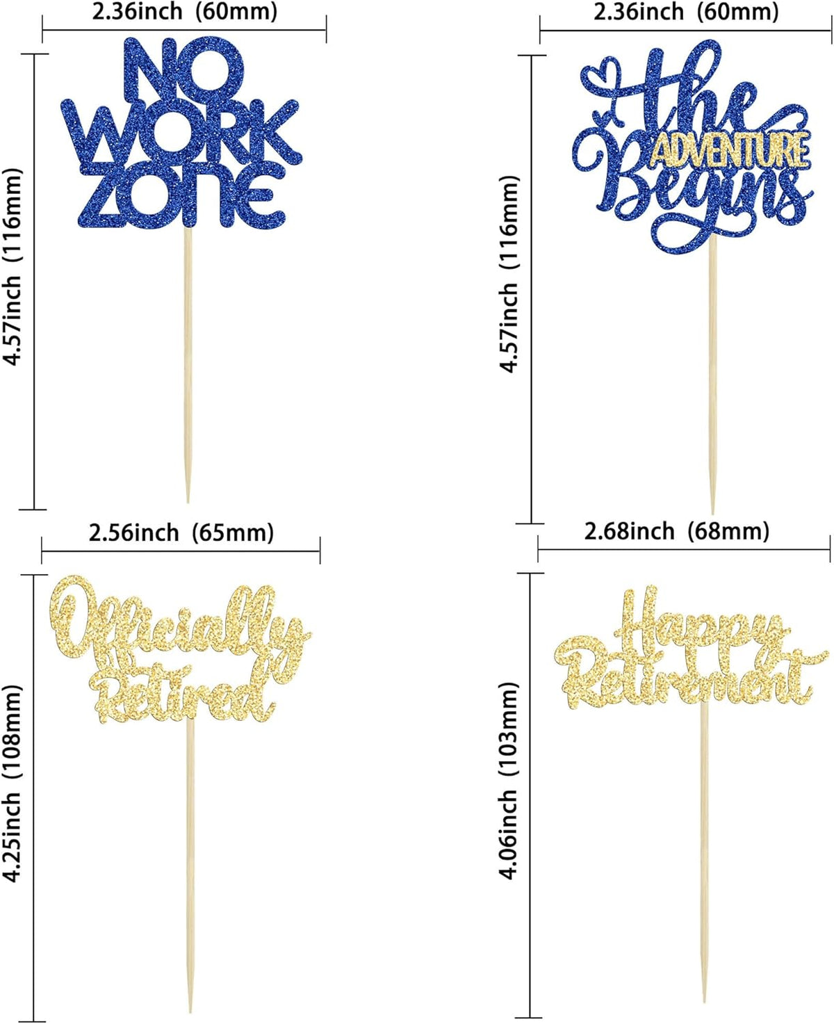 24Pcs Happy Retirement Cupcake Toppers Officially Retired Cake Toppers No Work Zone Adventure