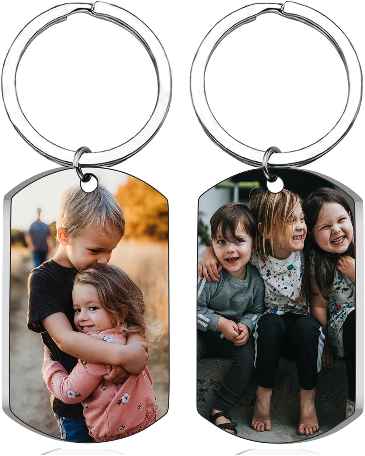 Personalized Double-sided Photo Text+Icons Keychain Drive Safe Boy Girlfriend Pet Memorial