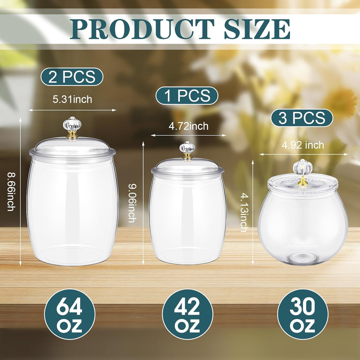 Nuogo 6 Pcs Plastic Candy and Cookie Jar with Lids Decorative Apothecary Jars Candy Buffet