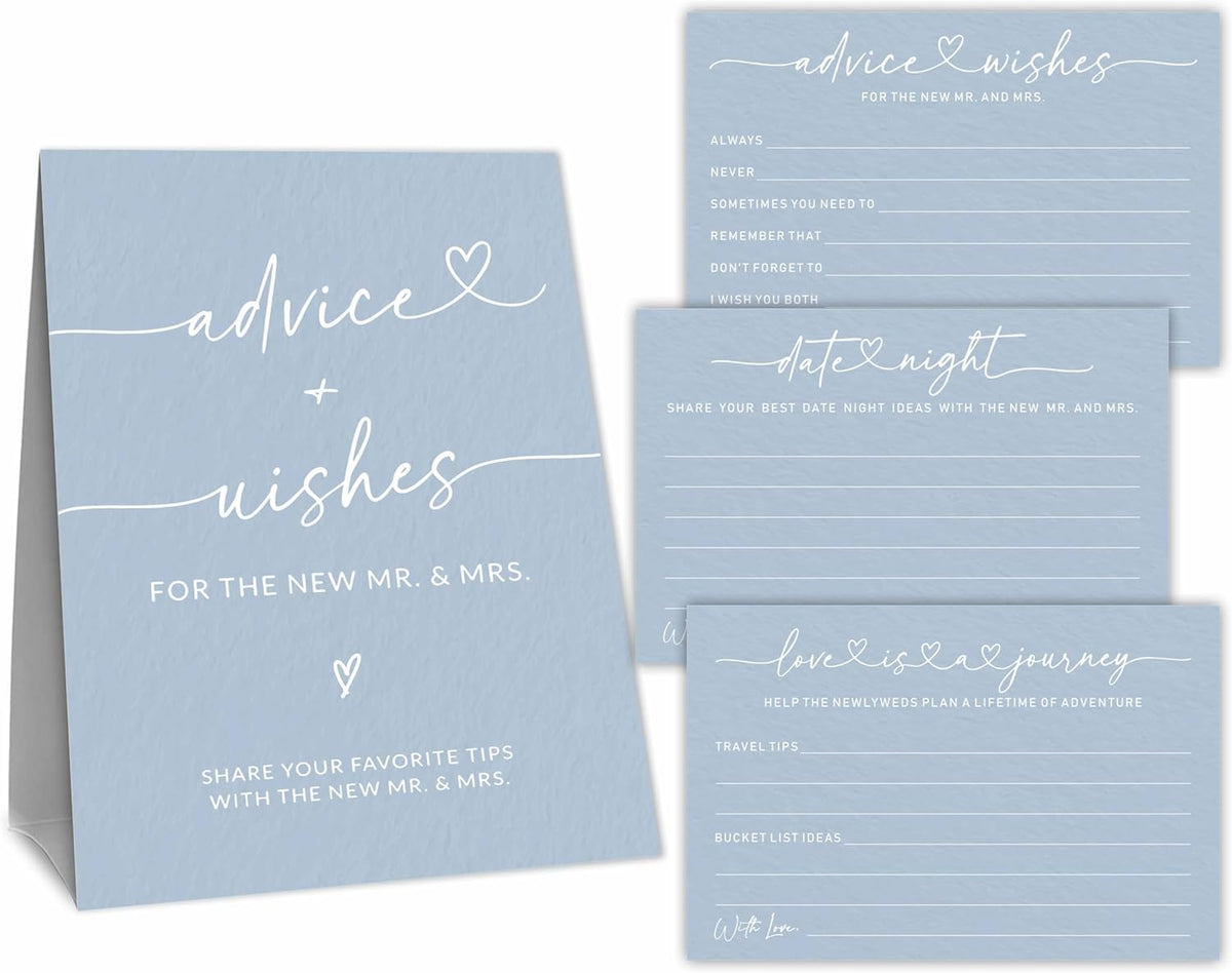 Wedding Advice Cards - Wishes For The New Mr & Mrs Wedding Advice Sign -A Standing Sign With 3