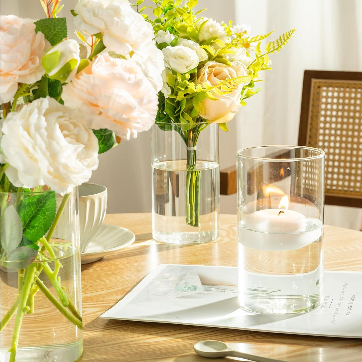 12pcs Glass Cylinder Vases for Centerpieces - 6 Inch Tall Flower Vase for Wedding Decorations