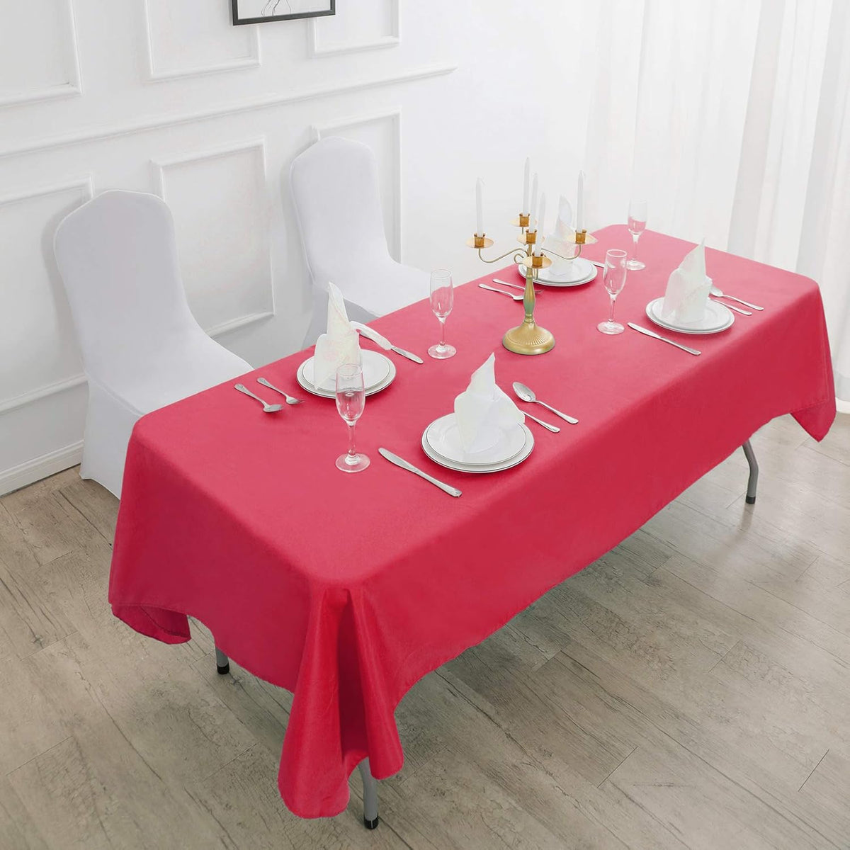Rectangle Tablecloth 90x156 inch Washable Polyester Fabric Table Cloth for Wedding Party Dining