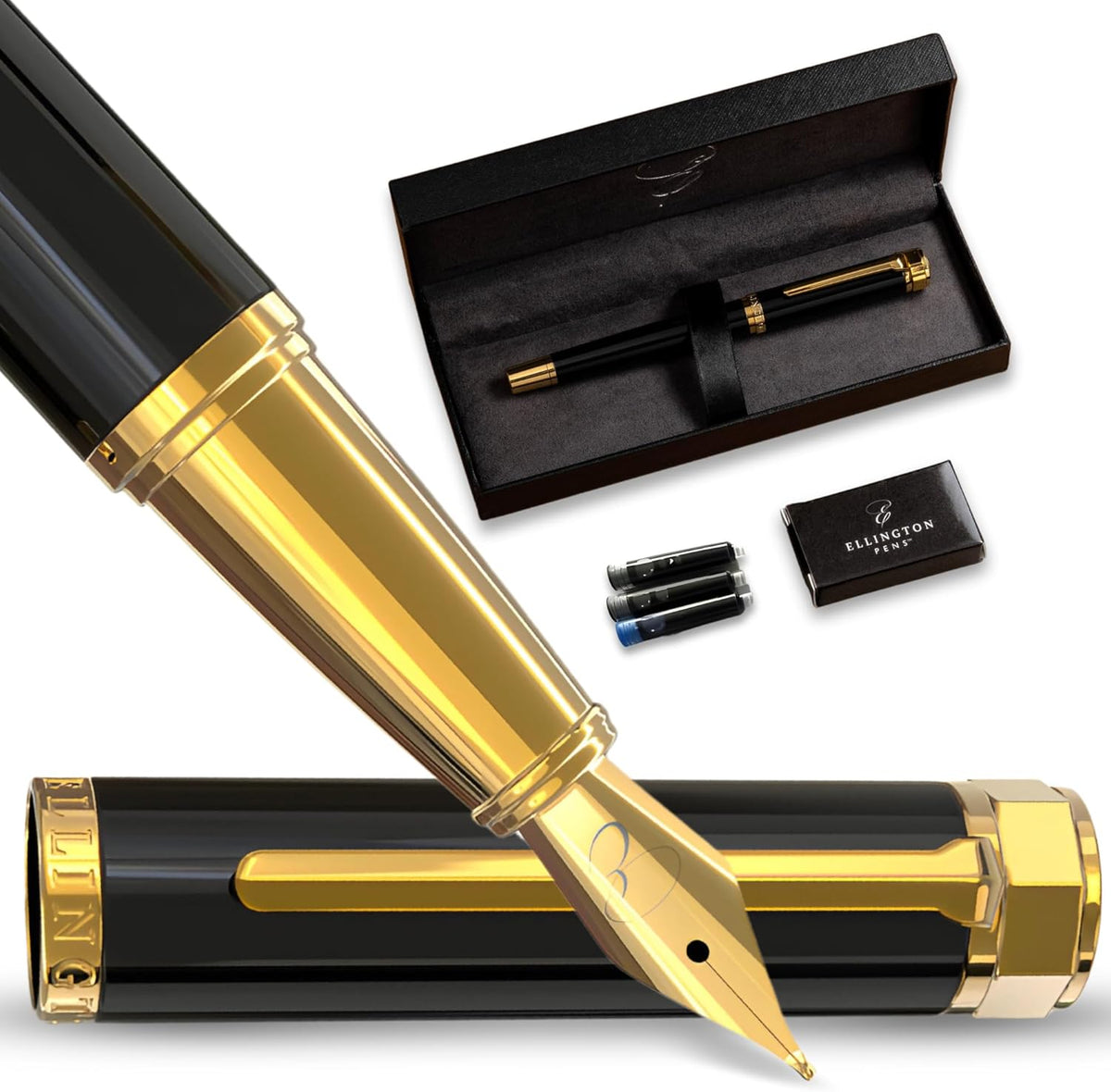 Ellington Pens Luxury Fountain Pen Set- Fountain Pens for Writing - Smooth Fine Nib - Includes