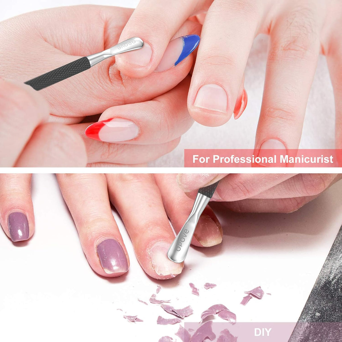 Cuticle Pusher Nail Polish Remover Stainless Steel Manicure Tool Set Gel Nail Polish Peeler Scraper