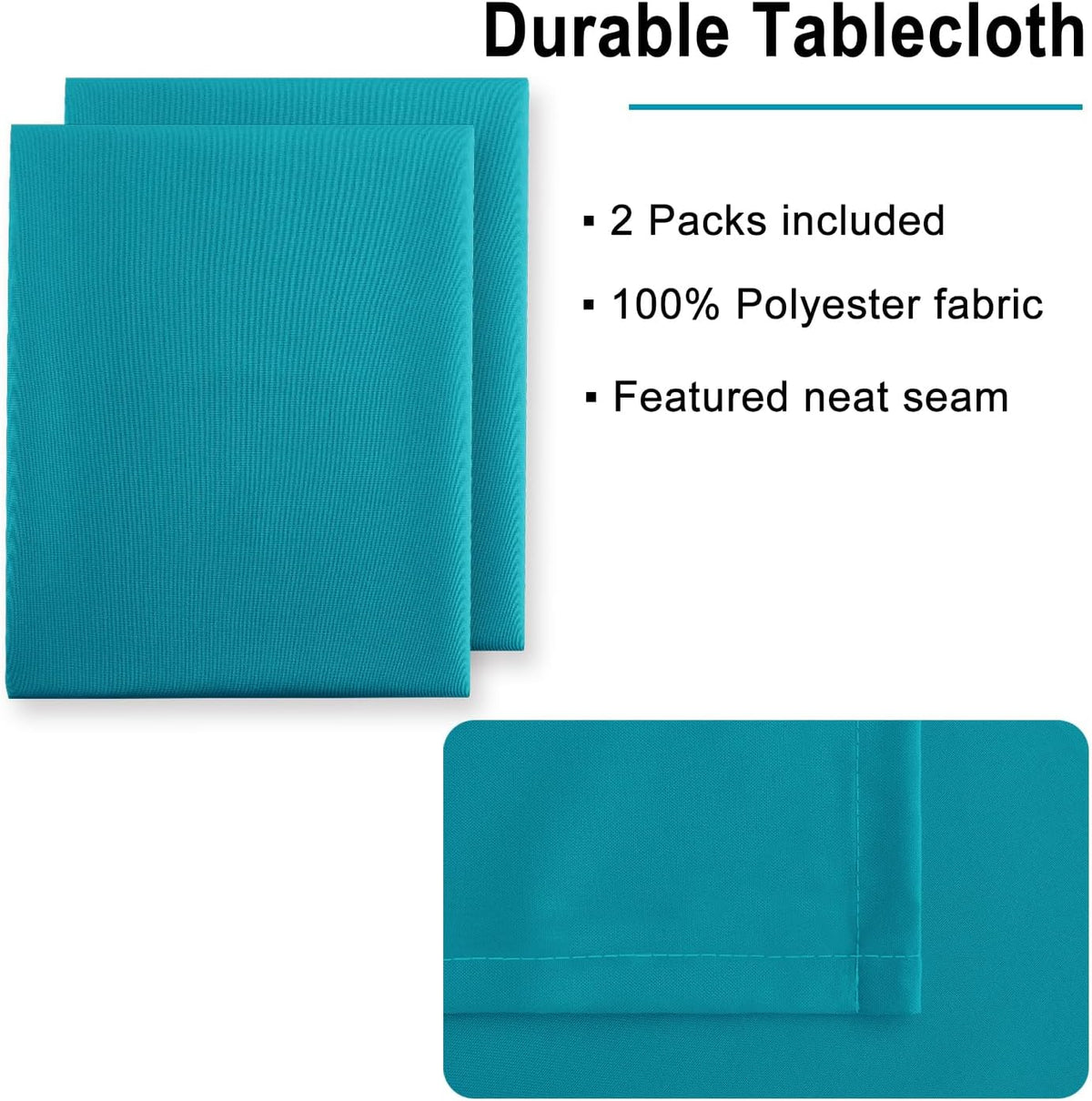 Hiasan 2 Pieces Turquoise Square Tablecloth - Water Resistant and Spillproof Dining Room Washable