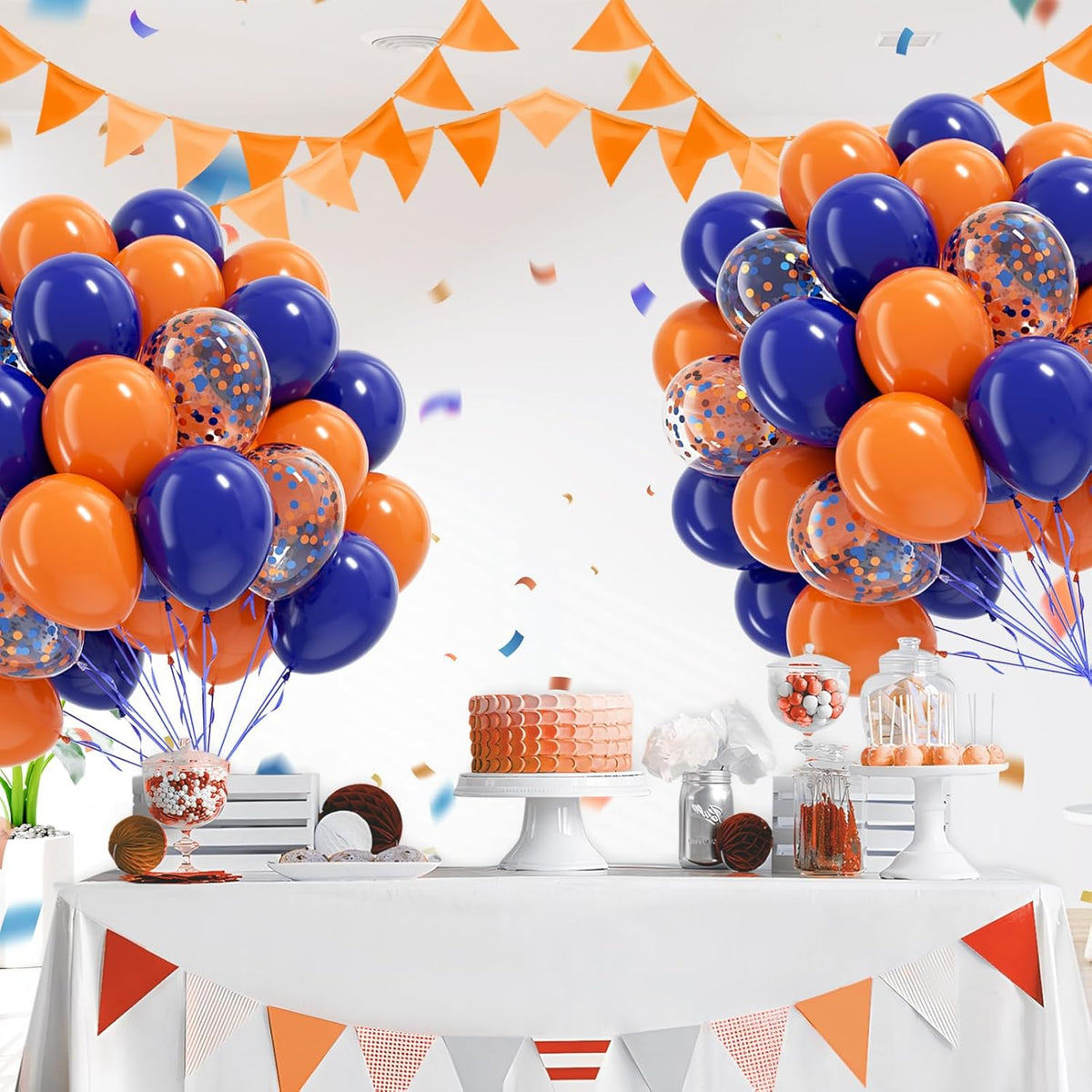 60pcs Royal Blue and Orange Balloons 12inch with Orange and Blue Balloons for Graduation Birthday