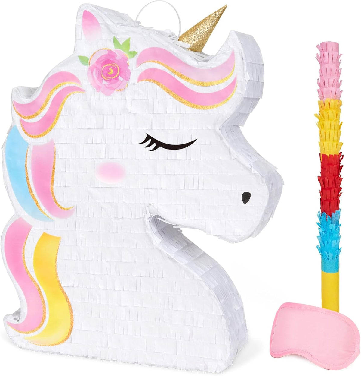 WERNNSAI Unicorn Piñata - Unicorn Party Supplies Piñata Bundle with Blindfold and Bat for Girls