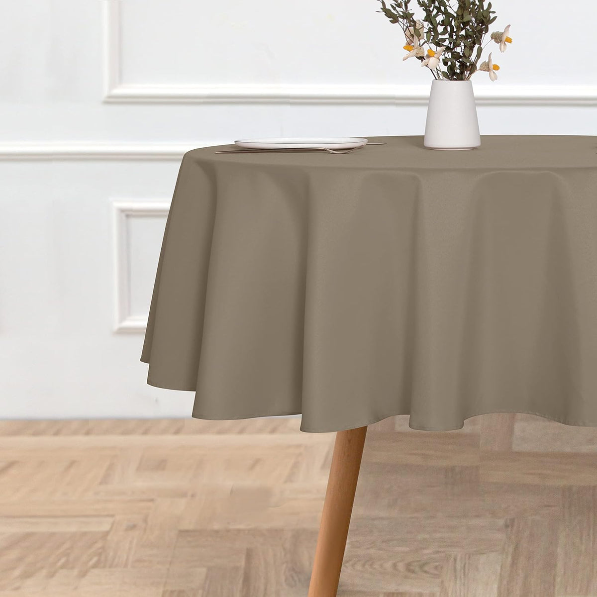 sancua Round Tablecloth - 60 Inch - Water Resistant Spill Proof Washable Polyester Table Cloth