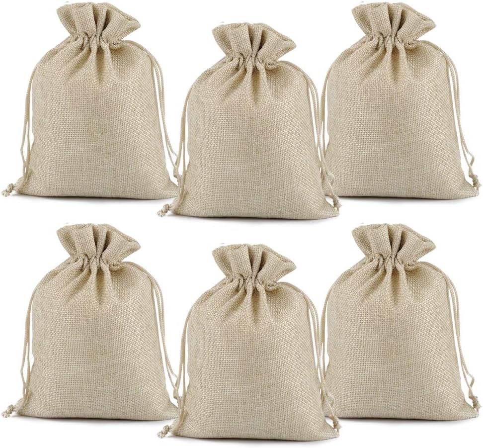 Lucky Monet 25/50/100PCS Burlap Gift Bags Wedding Hessian Jute Bags Linen Jewelry Pouches with