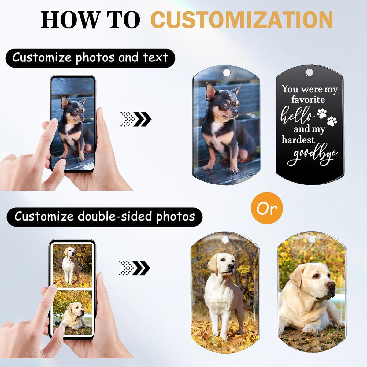 Funnylife Personalized Dog Memorial Photo Keychain Stainless Steel Custom Pet Memory Keychain Loss