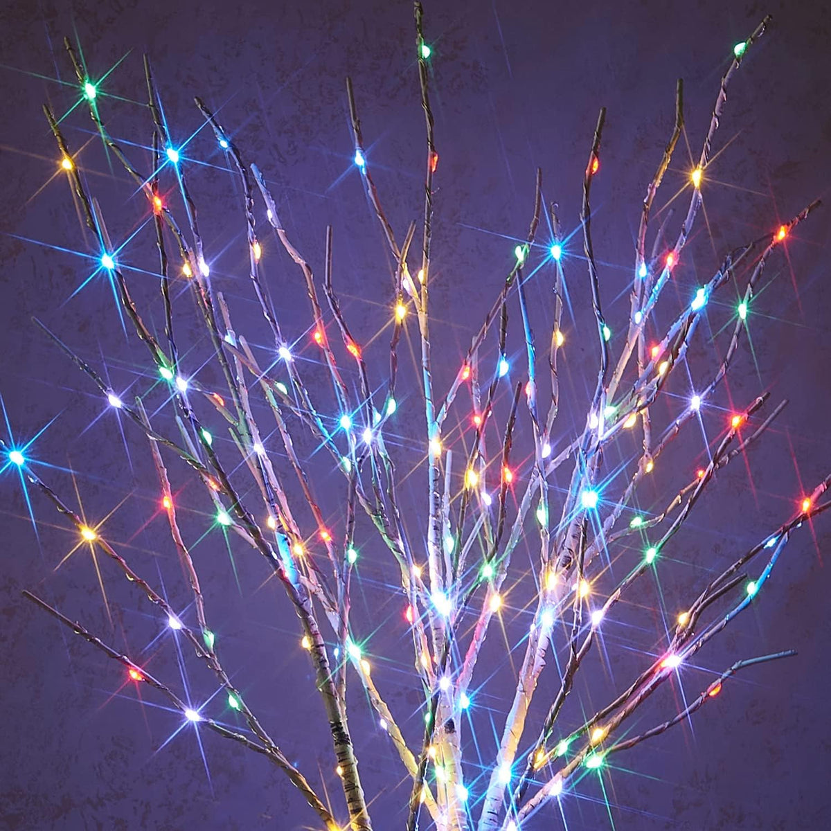 Fudios Lighted White Birch Branches with 100 Multicolor LED Fairy Lights 32in 8 Fuctions, Battery