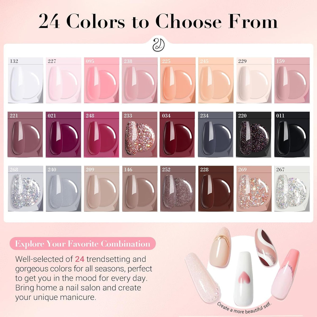 AZUREBEAUTY Dip Powder Nail Kit with Electric Nail Drill, 24 Colors Nude Pink Glitter Nail Powder