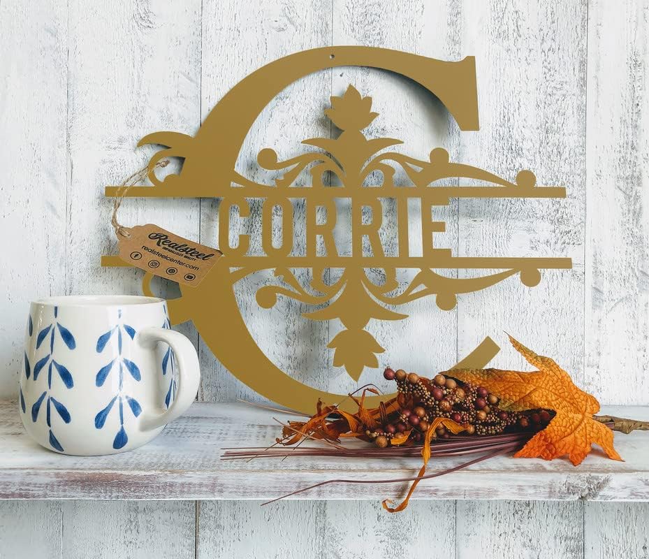 RealSteel Metal Split Letter Monogram – Personalized Last Name Sign for Home & Outdoor Décor