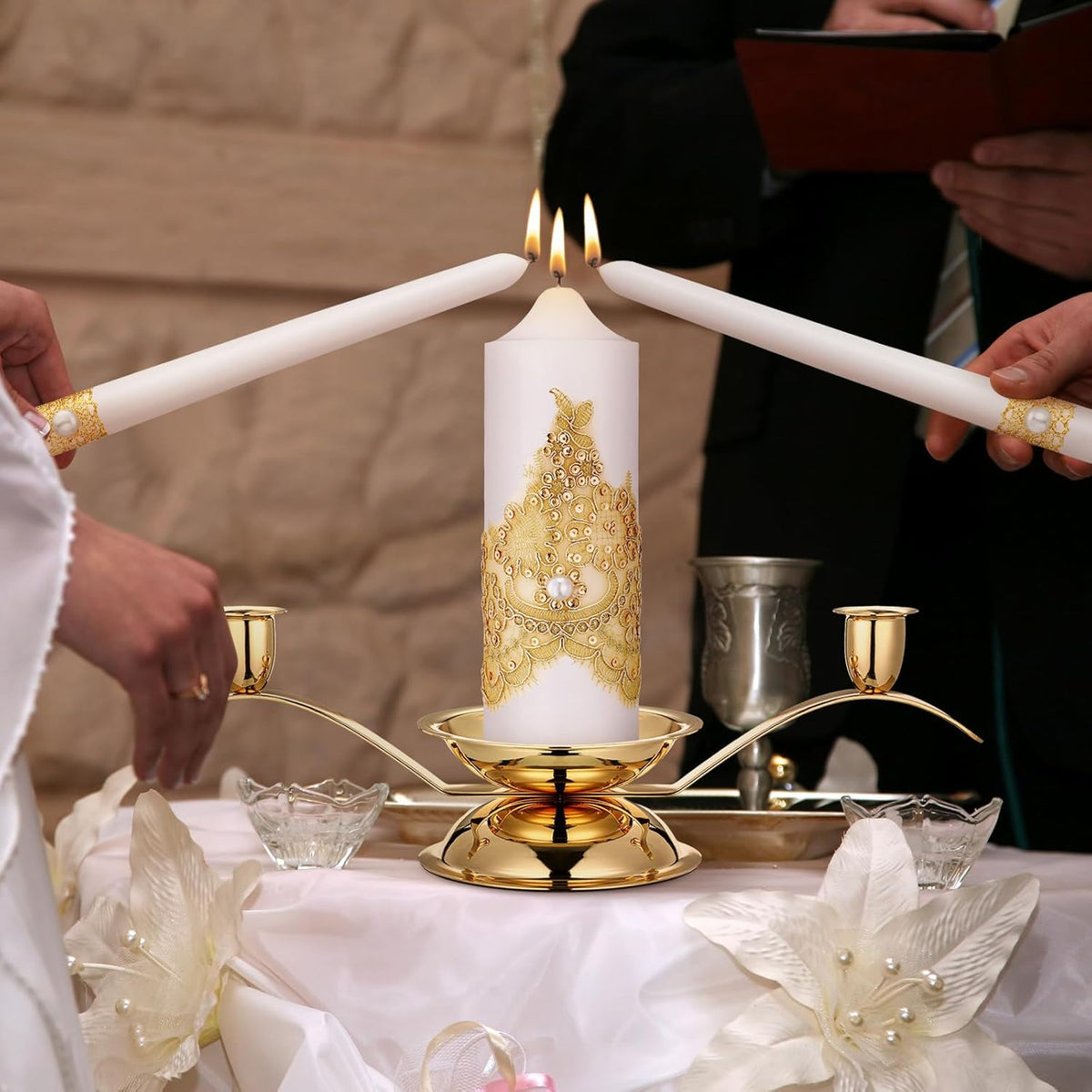 Irenare Unity Candles with Holder for Wedding Ceremony Wedding Decortions Accessories Glass Candle