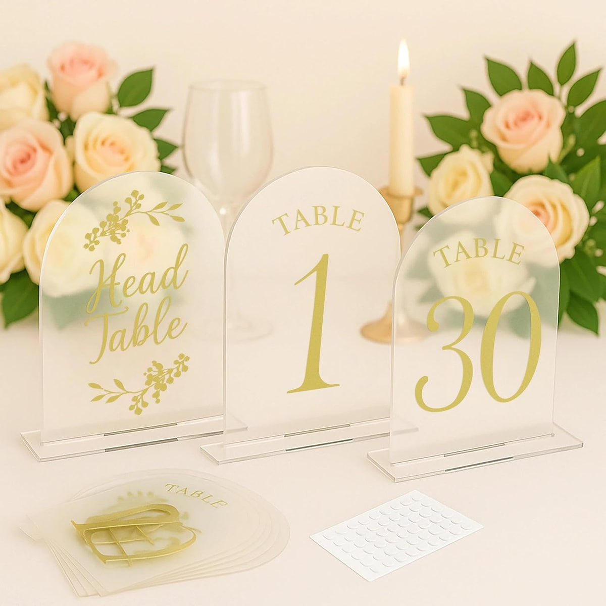 Wedding Table Numbers 1-30 Clear Acrylic Seating Number Signs for Weddings Reception Anniversary