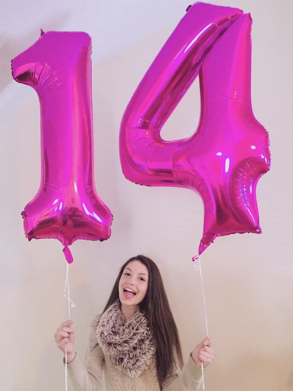 40 Inch Rosy Purple Large Number 4 Balloons, Giant Foil Number Four 14 24 34 40 44 Balloons, Rosy