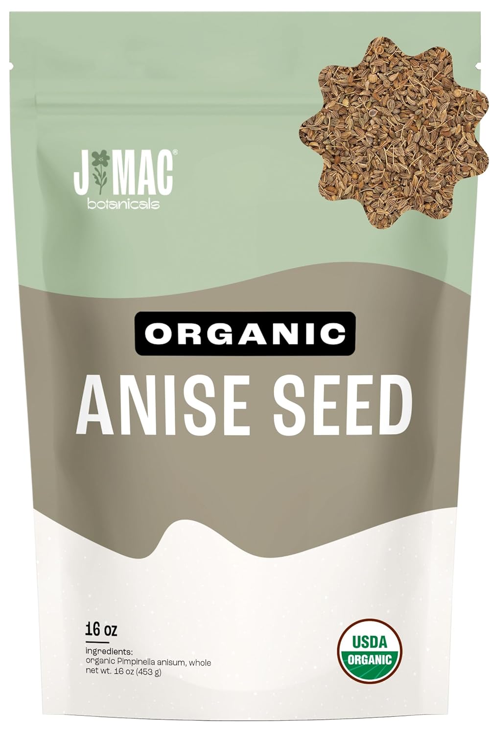 J Mac Botanicals Organic Anise Seeds (16 oz) whole seeds, aniseed, anisecookies, anisetea
