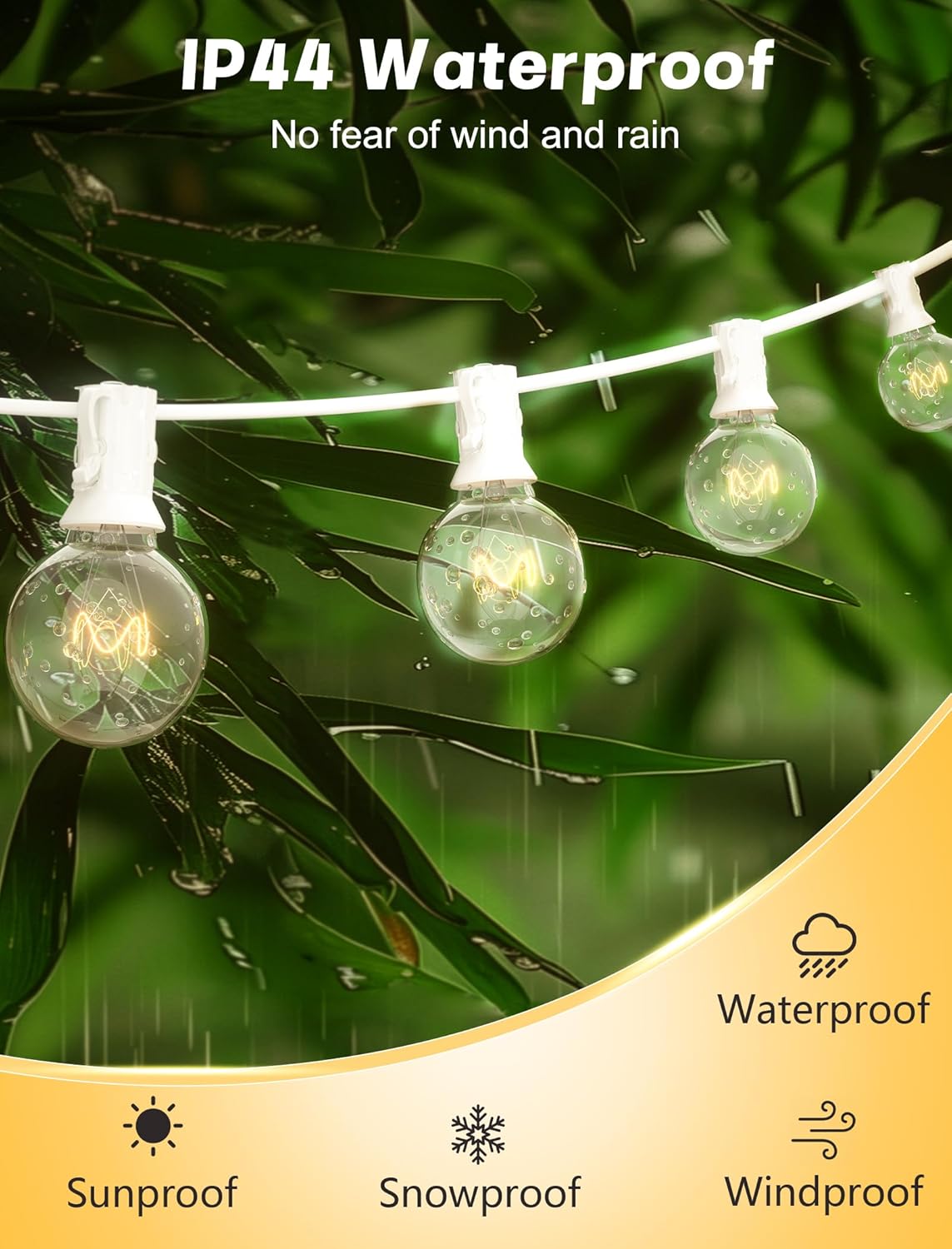 SUNSGNE 100Ft Patio String Lights, G40 Outdoor String Lights with 105 Clear Globe Edison Bulbs(5
