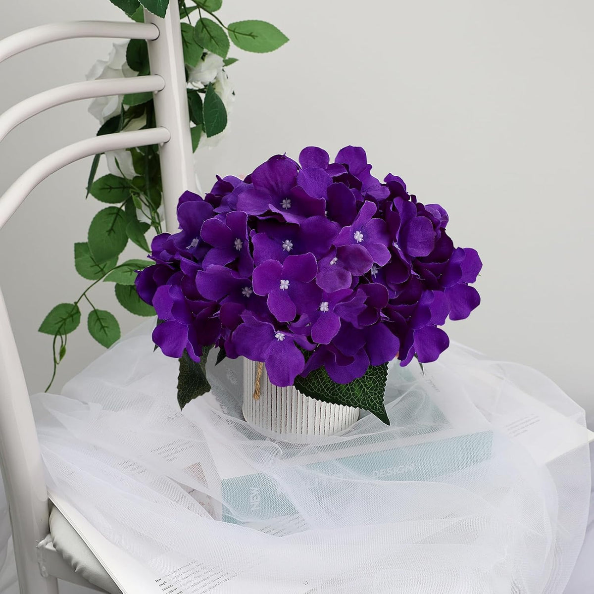 Flower Table Centerpieces - Set of 6 Floral Arrangement Artificial Wedding Hydrangeas Floral