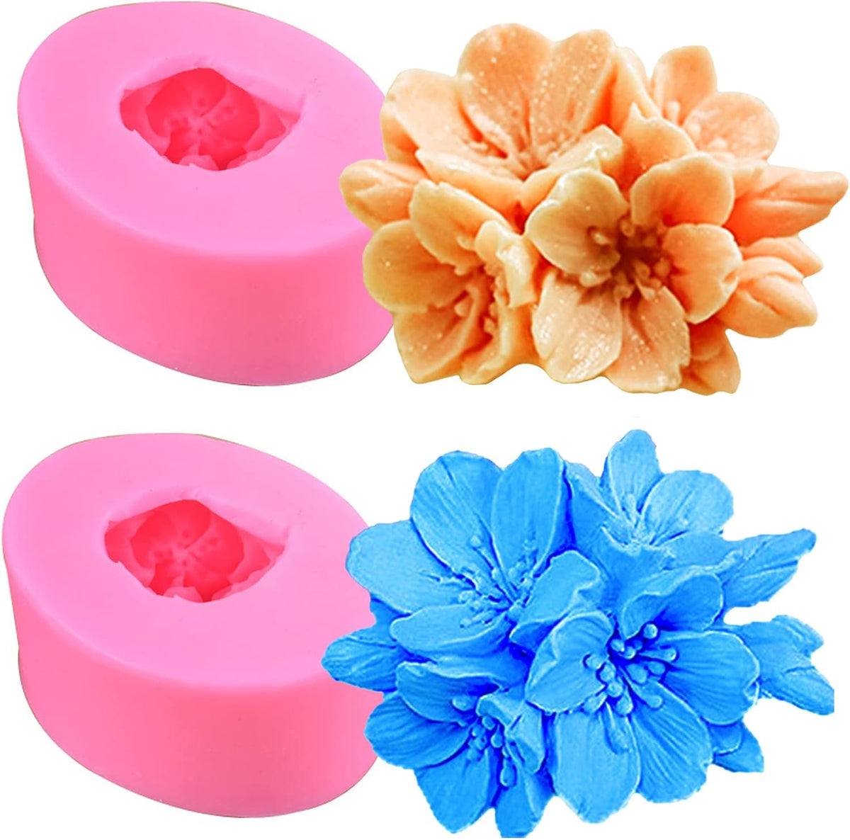 2PCS Blossom Flower Mold Silicone Flower Molds Fondant Chocolate Candy Cake Decoration Mold