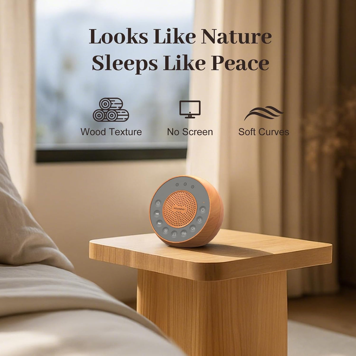 Housbay White Noise Machine with 31 Soothing Sounds, 5W Loud Stereo Sound, Auto-Off Timer