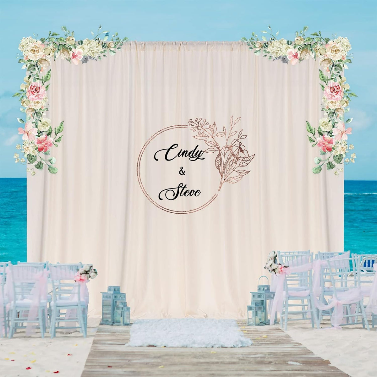 10ft x 10ft Beige Backdrop Curtains for Wedding Birthday Baby Shower Photography Backdrop Fabric