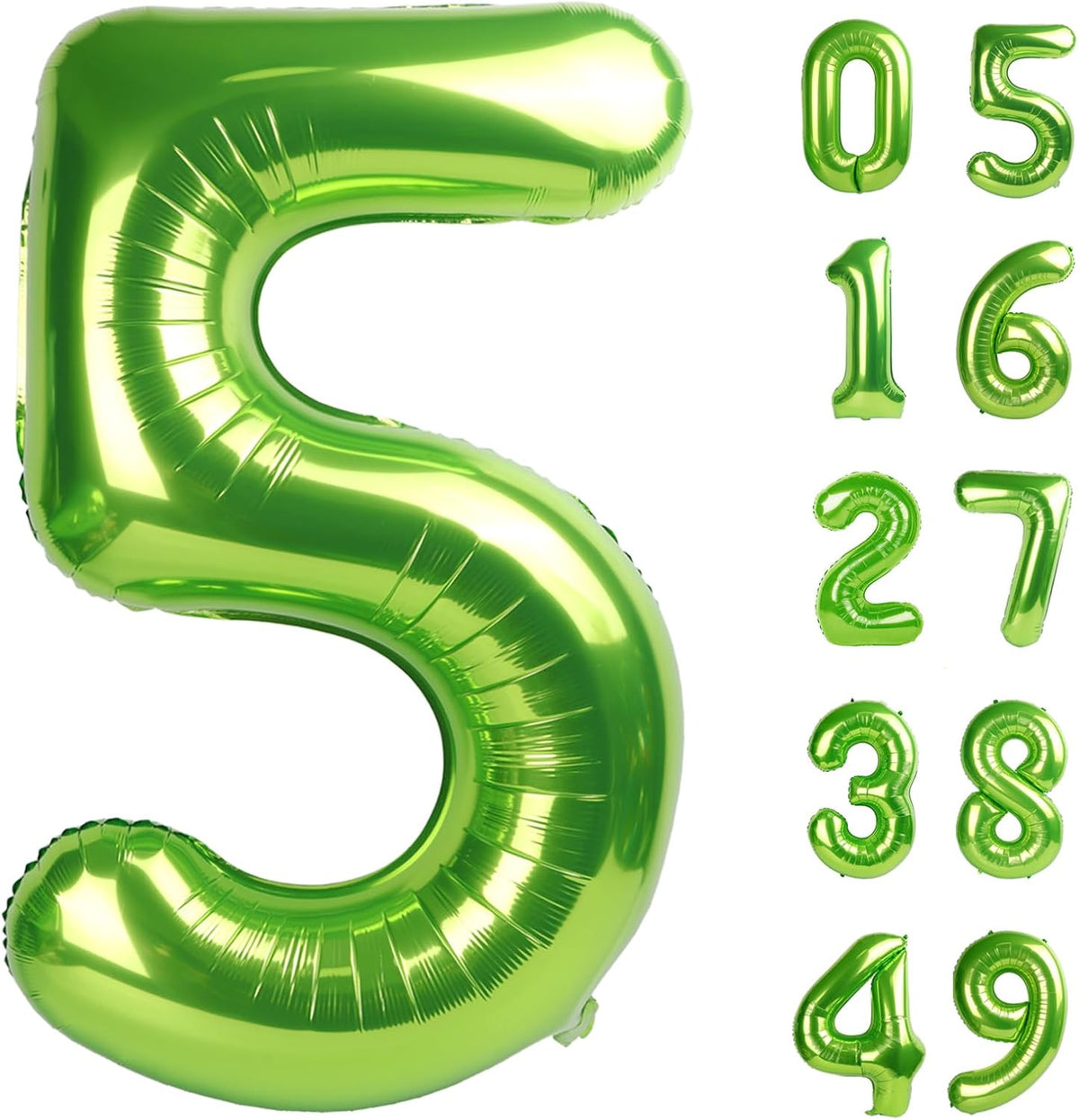 Light Green 40 Inch Large Number 5 Birthday Balloon, Five 5th 15 25 35 50 55 Birthday Celebration