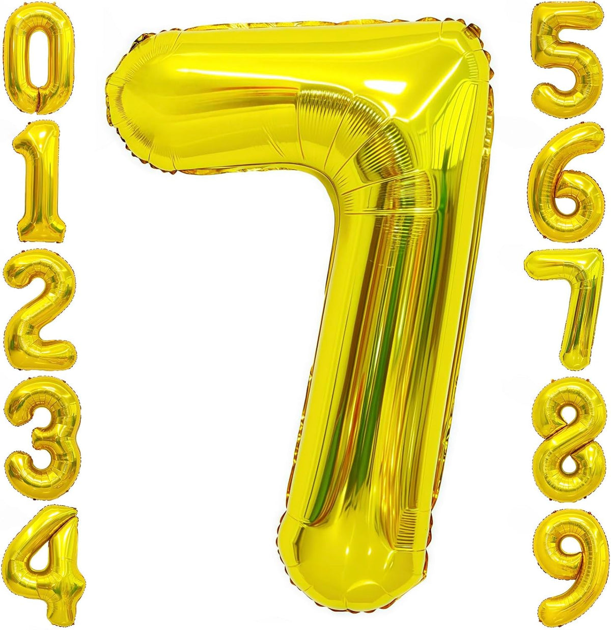 Gold 7 Balloon Number,40 Inch Number 7 Balloon Large Gold 7 Foil Mylar Helium Balloon for Birthday