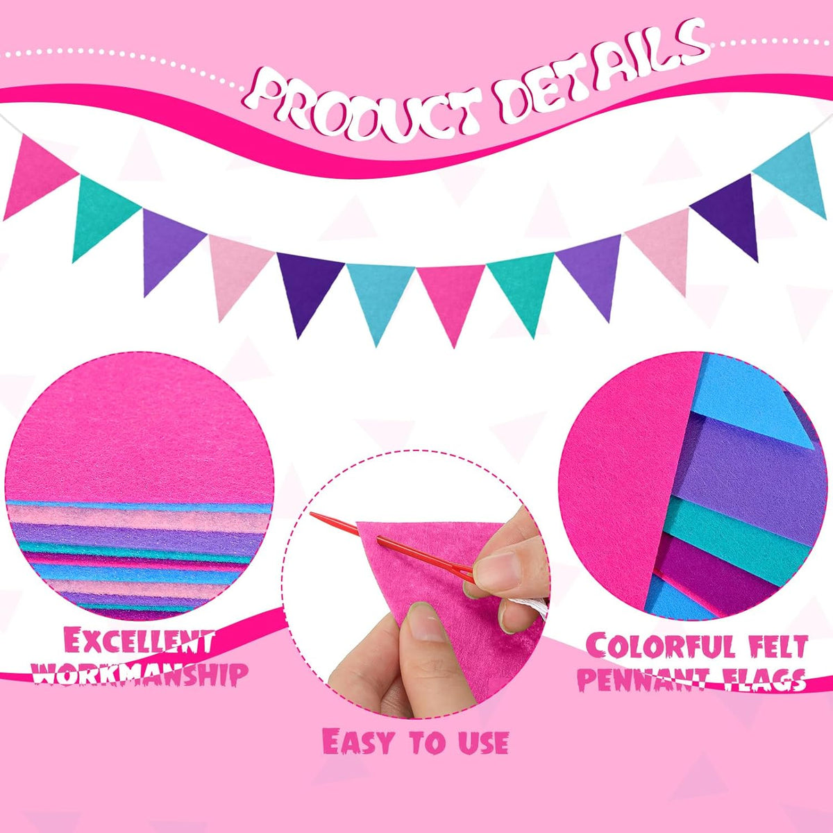 Irenare 9.8 ft Pom Pom Garland Felt Colorful Tassel Banner Christmas Party Pompoms Garland