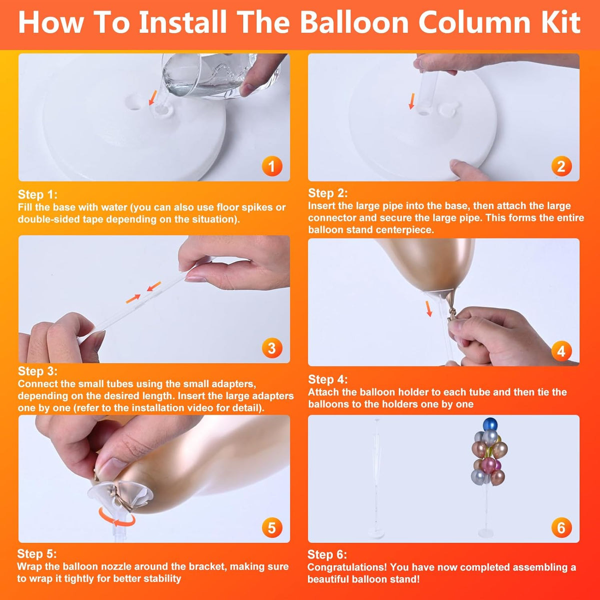 2 Sets of Balloon Stand Kit - 62in Balloon Stands with Base, Balloon Sticks, Decorations for Party