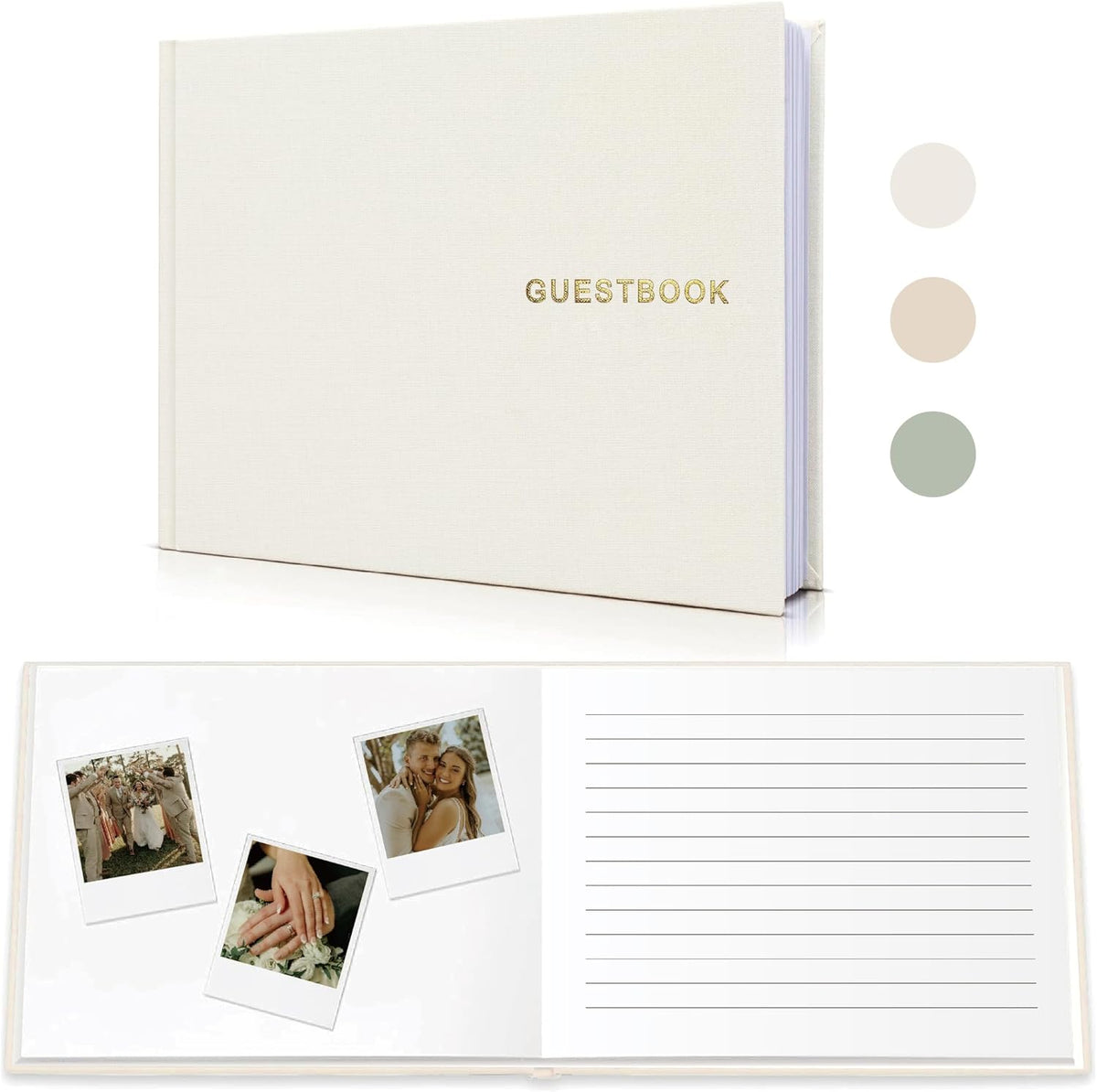Elegant Linen Wedding Guset Book - Polaroid Guest Book for Wedding Reception,Baby Shower,Bridal