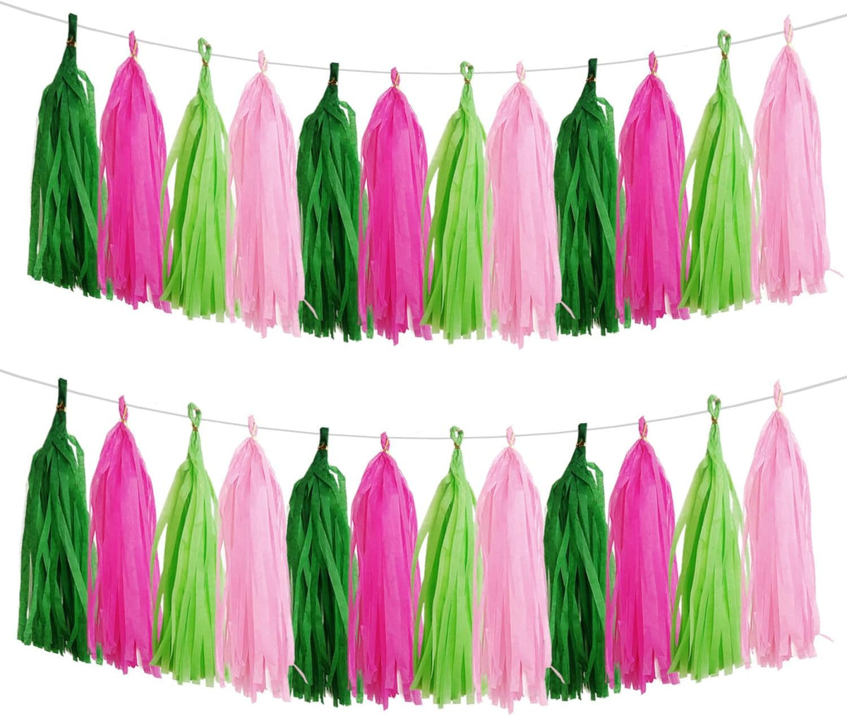 GAKA Pink and Green Paper Tassel Party Tassel Garland Banner for Theme Party Birthday Wedding