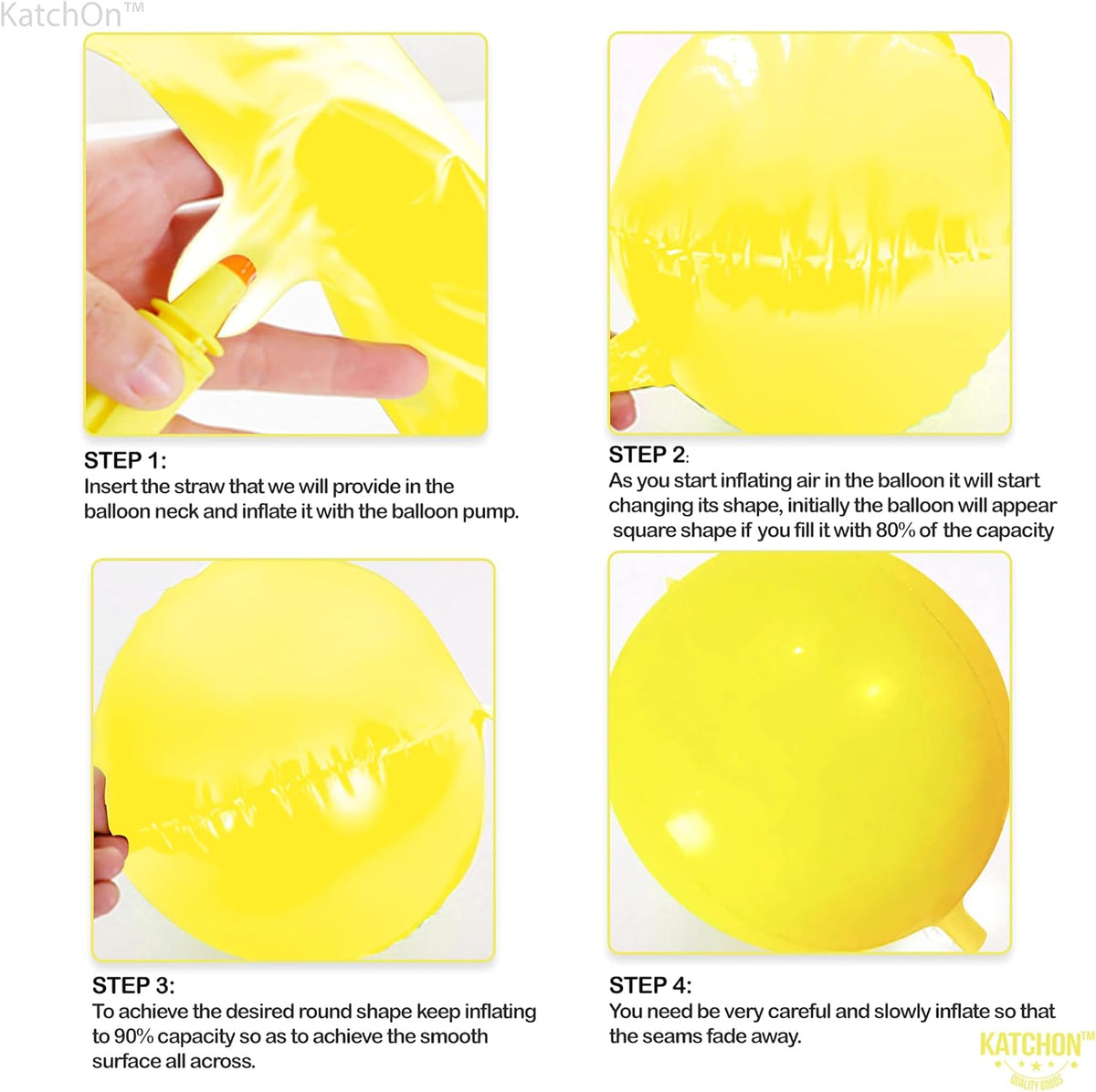 KatchOn Huge Mylar Balloons - 22 Inch, Pack of 6 | Large Yellow Foil Balloons for Sunflower