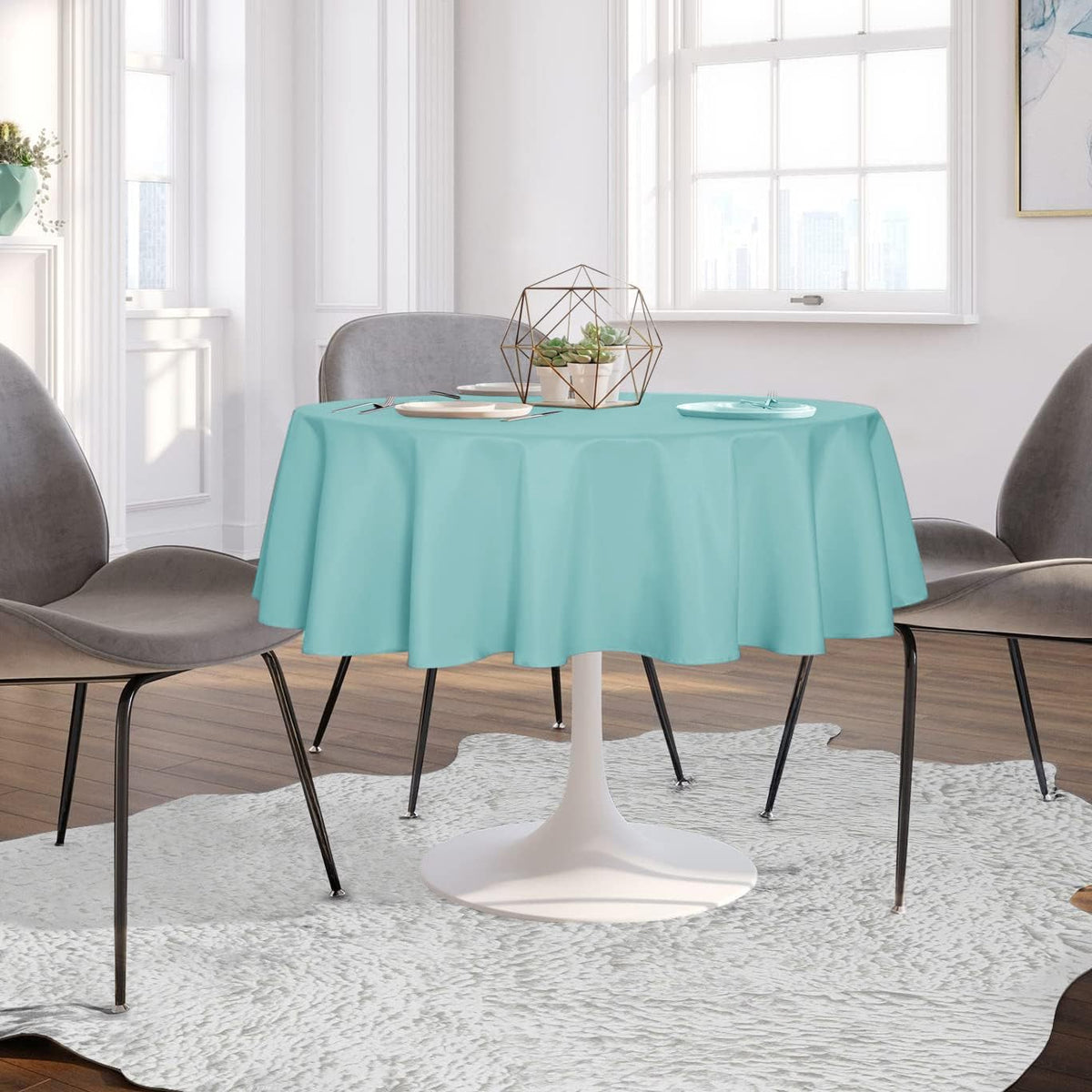 sancua Round Tablecloth - 60 Inch - Water Resistant Spill Proof Washable Polyester Table Cloth