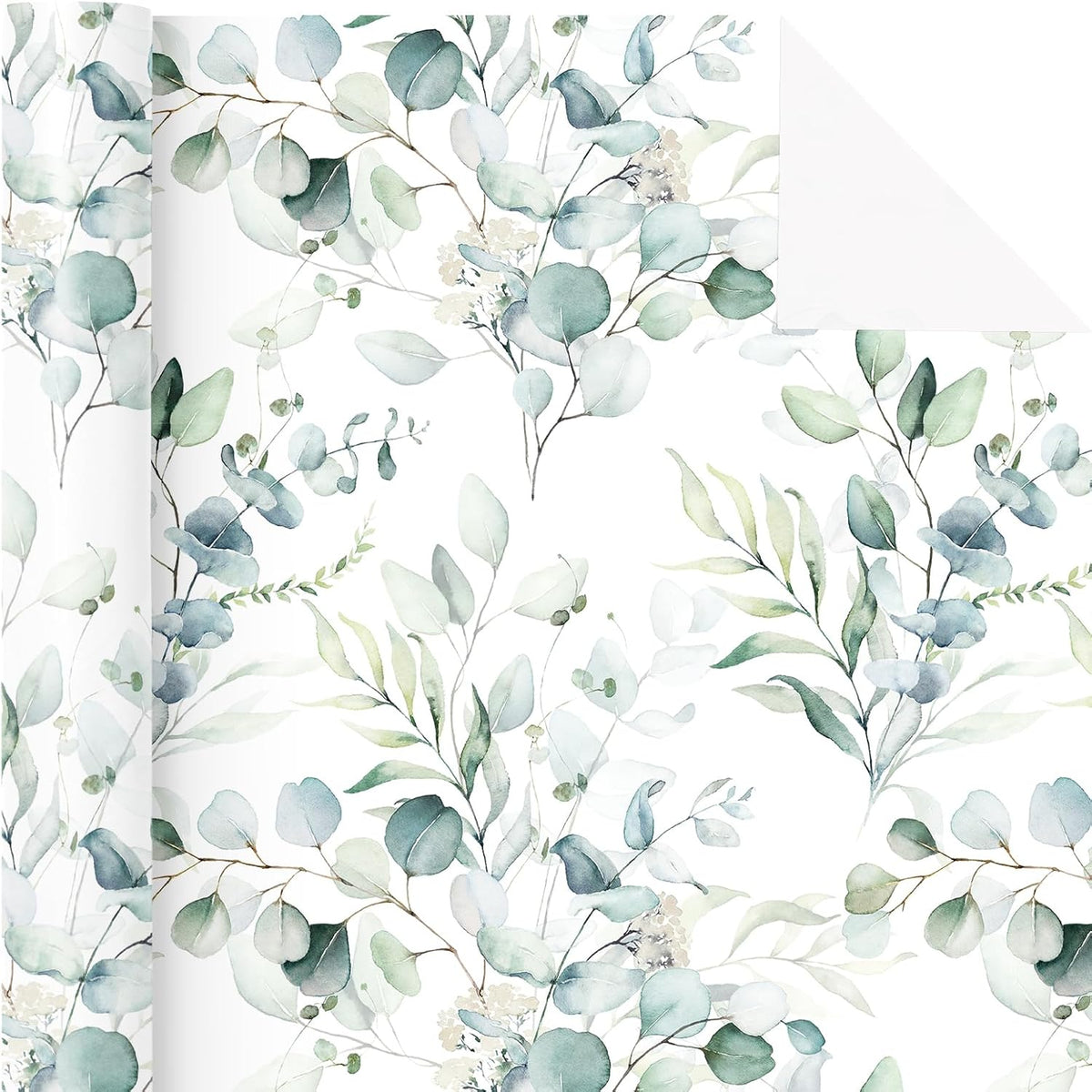 WRAPAHOLIC Eucalyptus Leaves Wrapping Paper Roll - Mini Roll - 17 Inch x 33 Feet - Eucalyptus