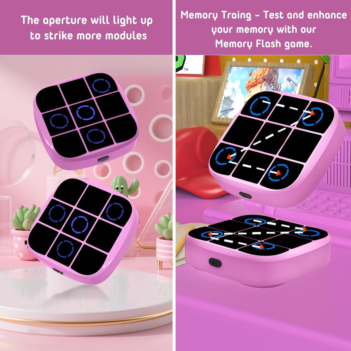 Tic-Tac-Toe Bolt Game, 4-in-1 Handheld Puzzle Games Console, Electronic Tic-Tac-Toe Game for