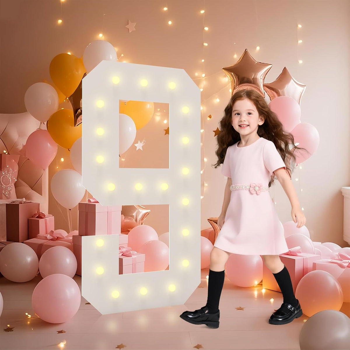 LOBOOM 4FT Light Up Numbers, Marquee Numbers 4 Feet Tall Giant Number 9 Mosaic Big Number Sign for