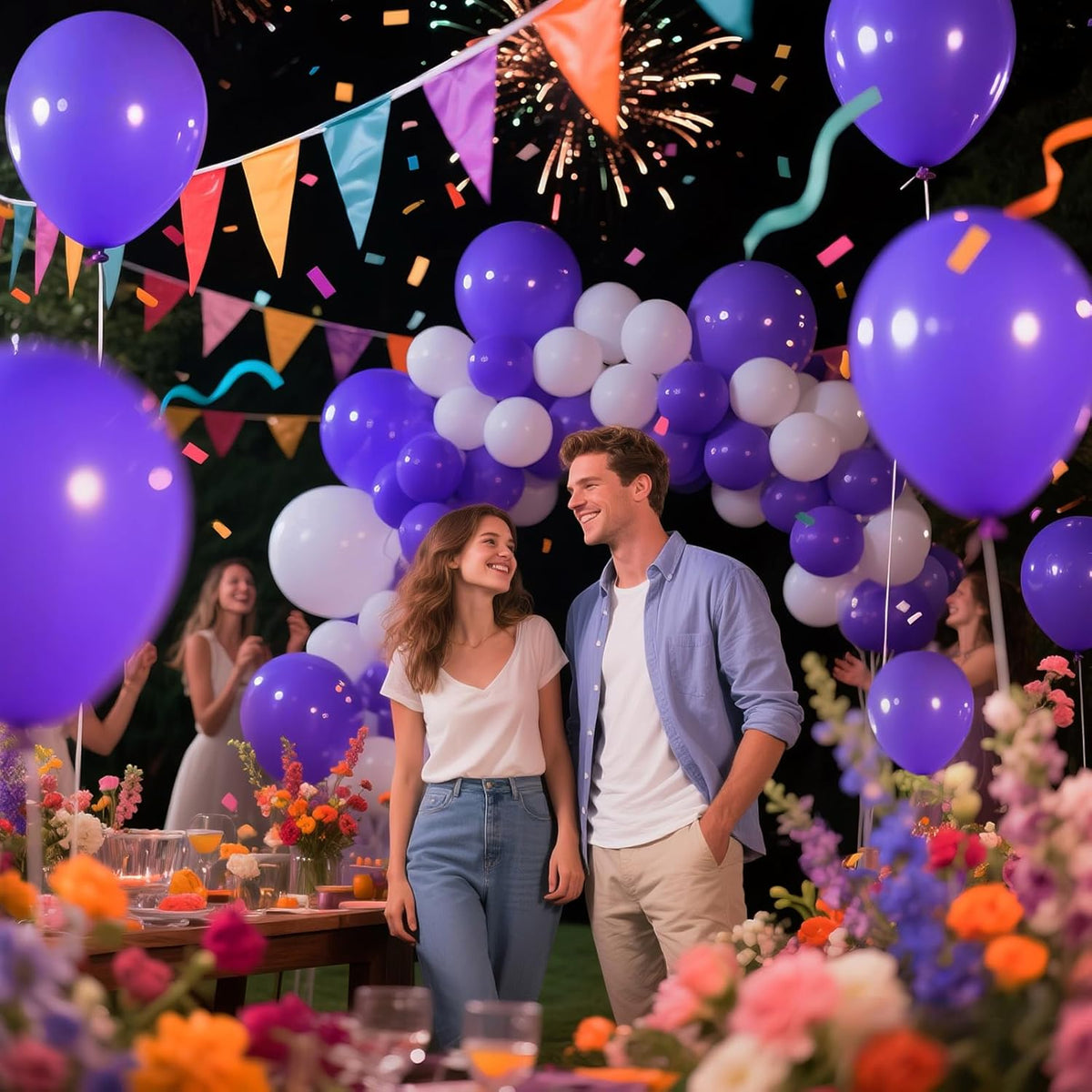KAWKALSH Purple Latex Party Balloons, 110 Pack 12 inch Round Helium Balloons for Wedding Graduation