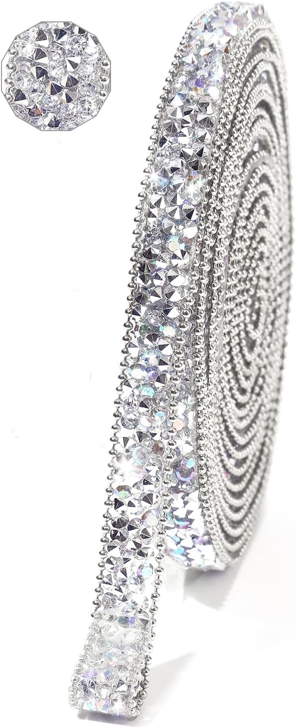 Rhinestone Ribbon 3 Yards Self Adhesive Rhinestone Strips Diamond Ribbon Sticker Crystal Roll