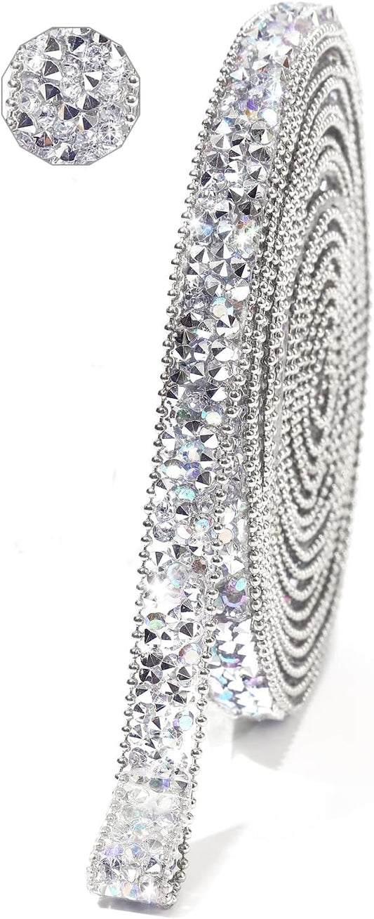 Rhinestone Ribbon 3 Yards Self Adhesive Rhinestone Strips Diamond Ribbon Sticker Crystal Roll